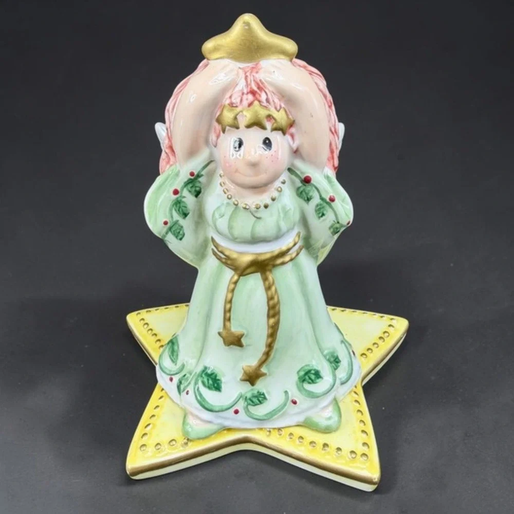 Fitz & Floyd Essentials Moonbeams Angel Star Candle Holder Ceramic Figurine 5in‎